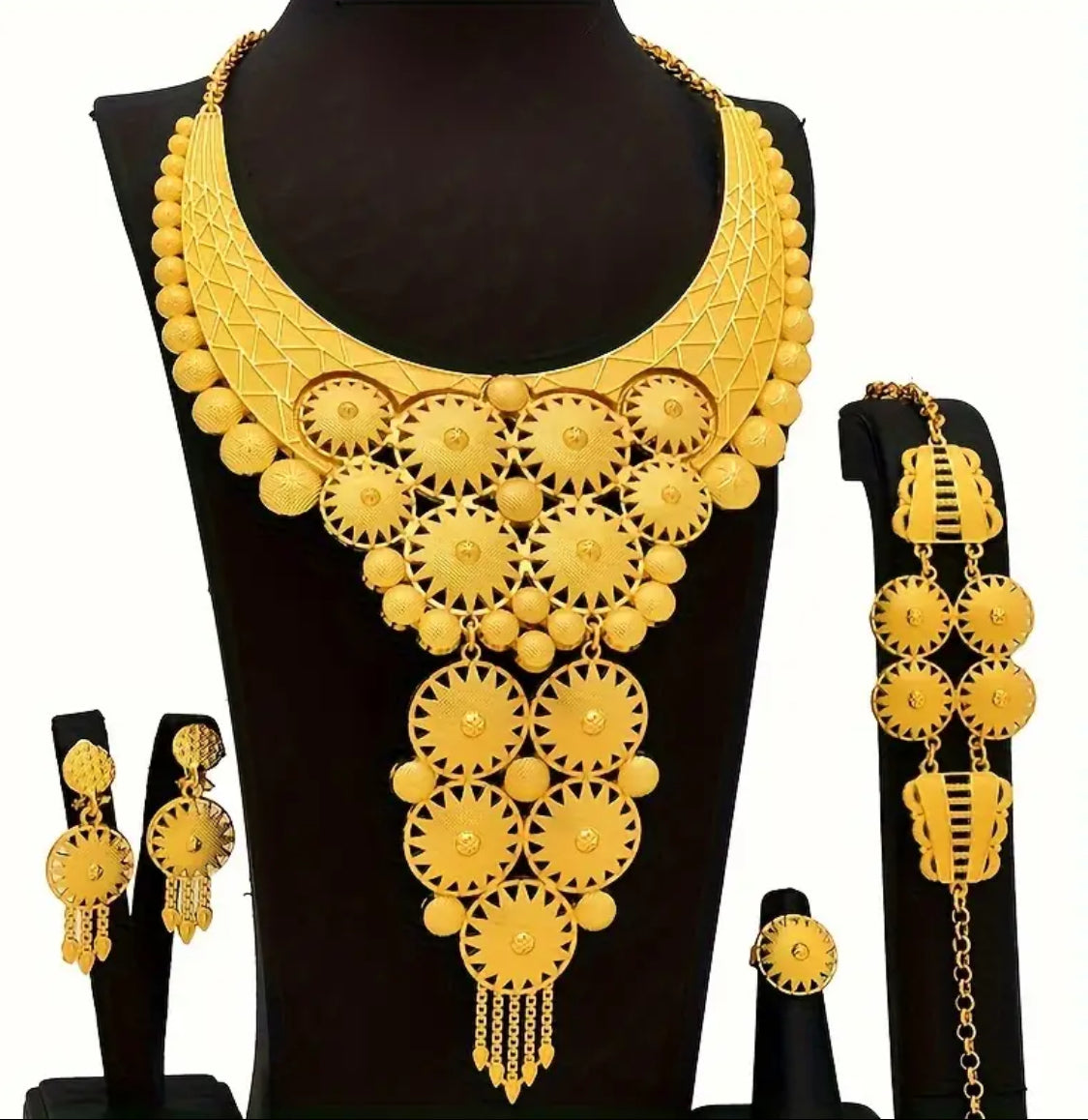 Culture, five piece durable (Never Fade) gold jewelry set.
