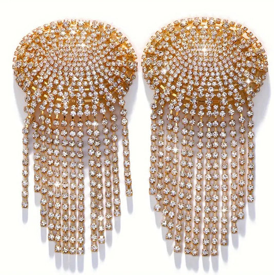 Sexy Tassels, super sparkly Gold covered in rhinestones Tassels.