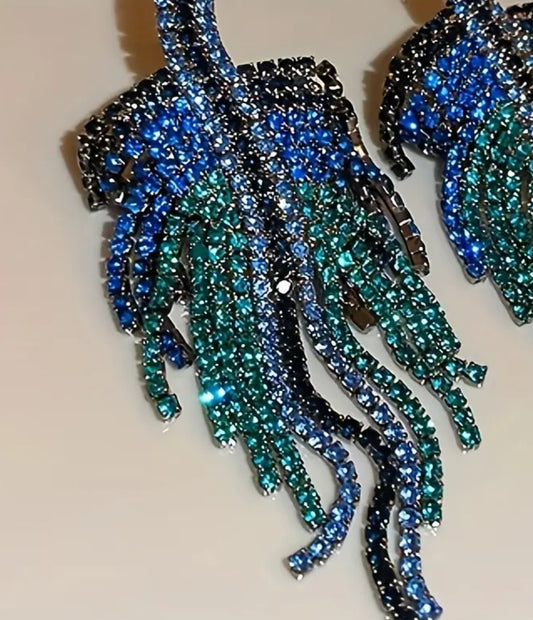 Elegant, super sparkly, multicolored rhinestone earrings.