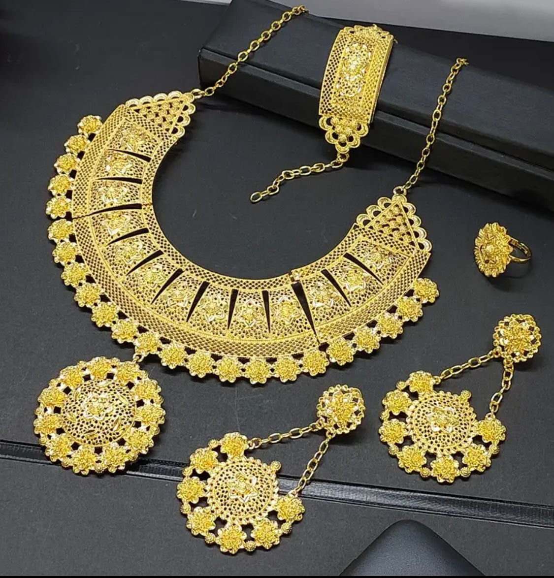 Five piece (Never Fade) gold culture jewelry set.